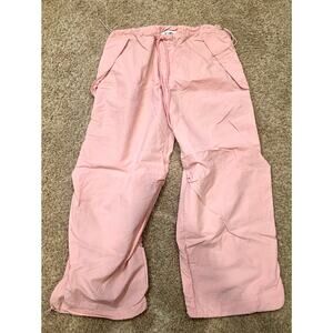 Fashion Nova pink wide leg, adjustable parachute windbreaker pants sz M